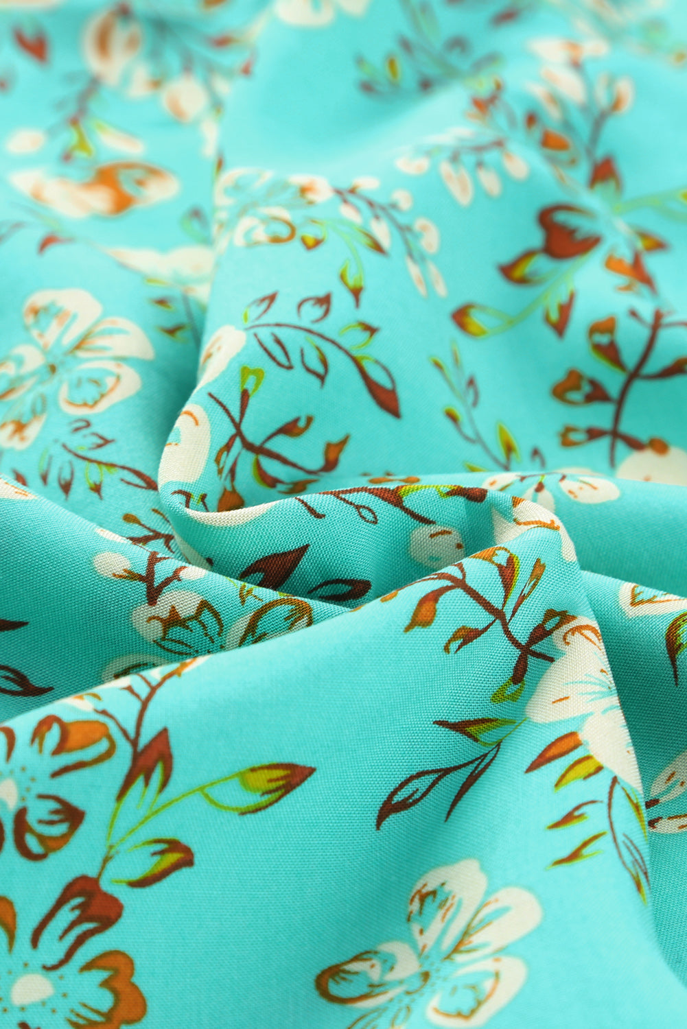 Boho Contrast Color Floral Print Button Slit Maxi Skirt