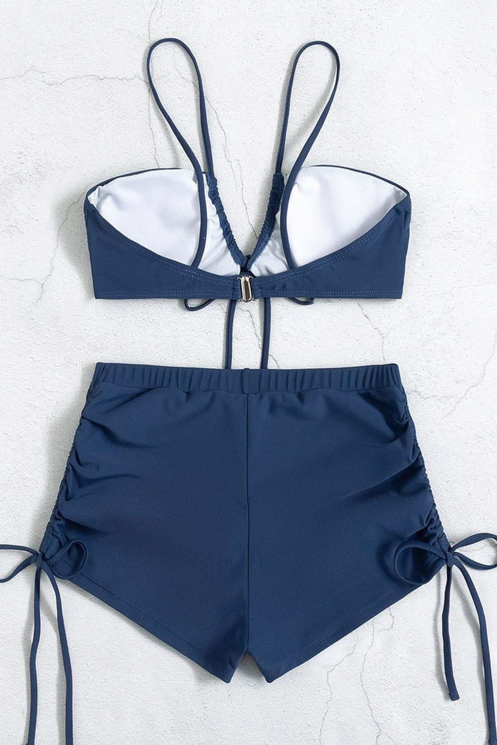 Sexy Ruched Knot Solid Bikini Swimsuit