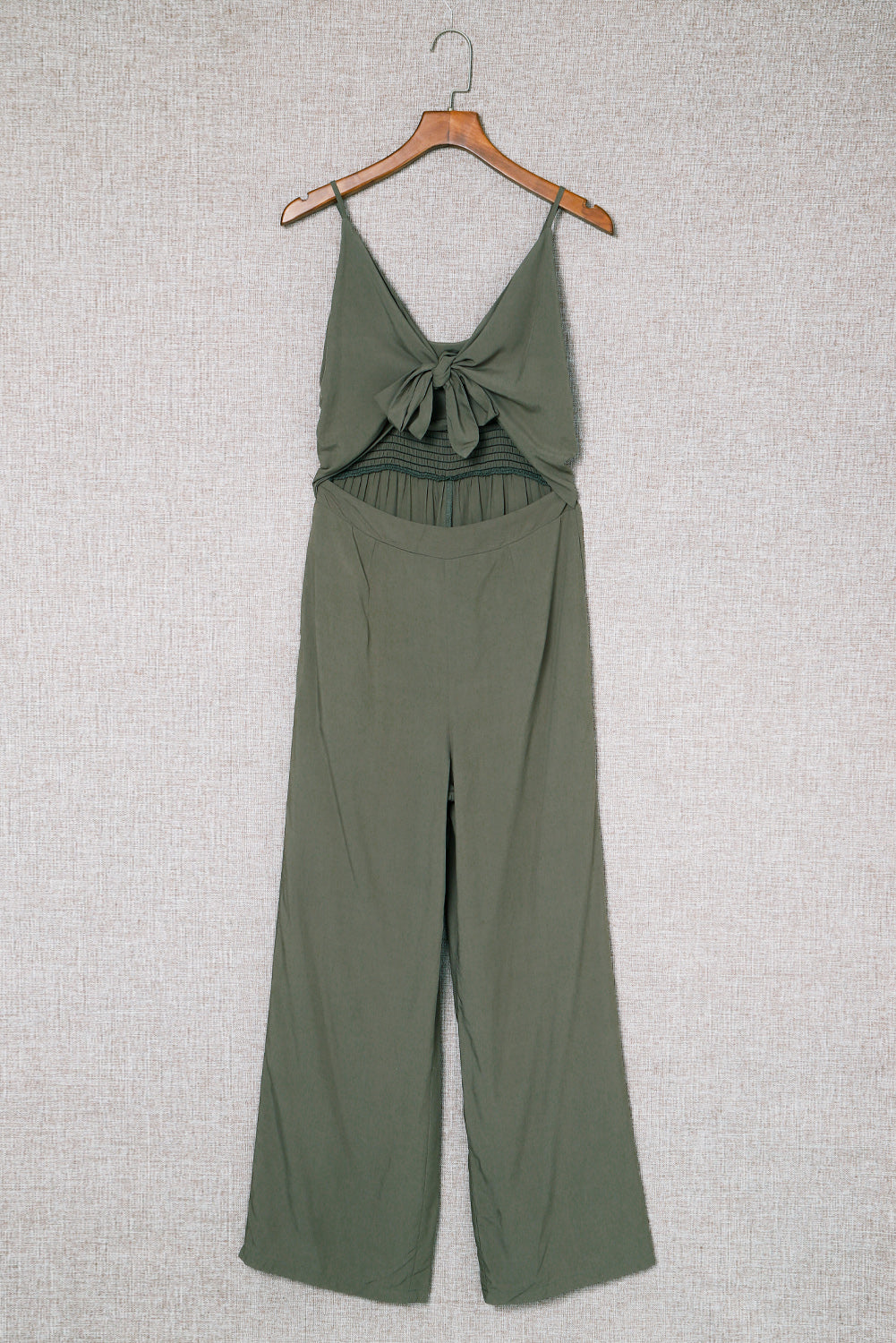 Knotted Hollow-out Front Sleeveless Wide Leg Jumpsuit