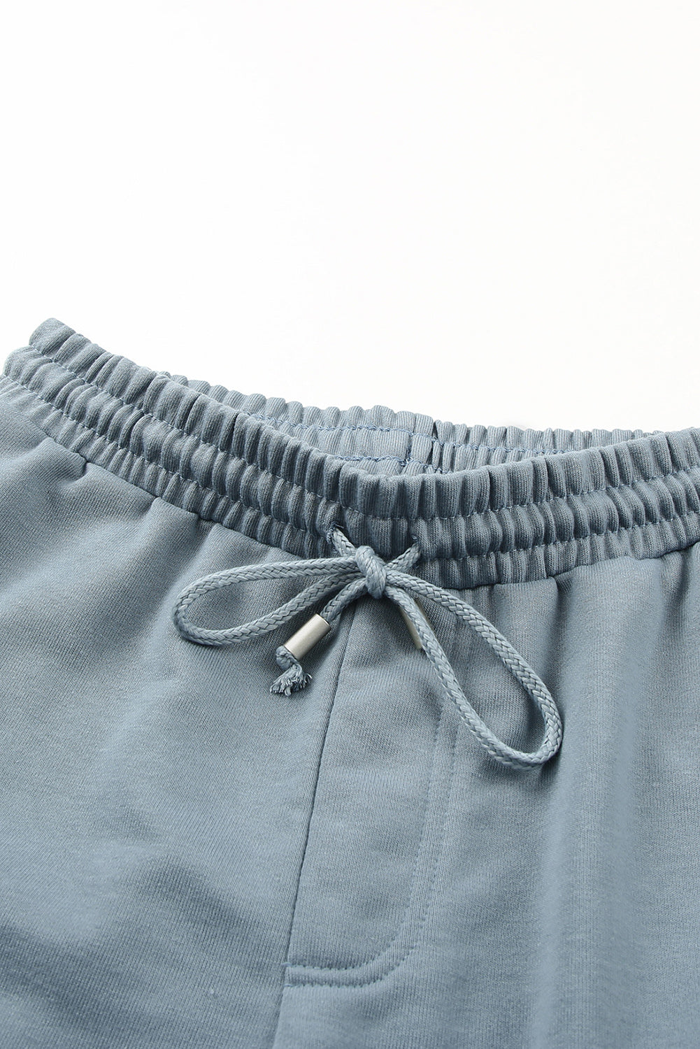 Tie Waist Side Pockets Cuffed Lounge Shorts