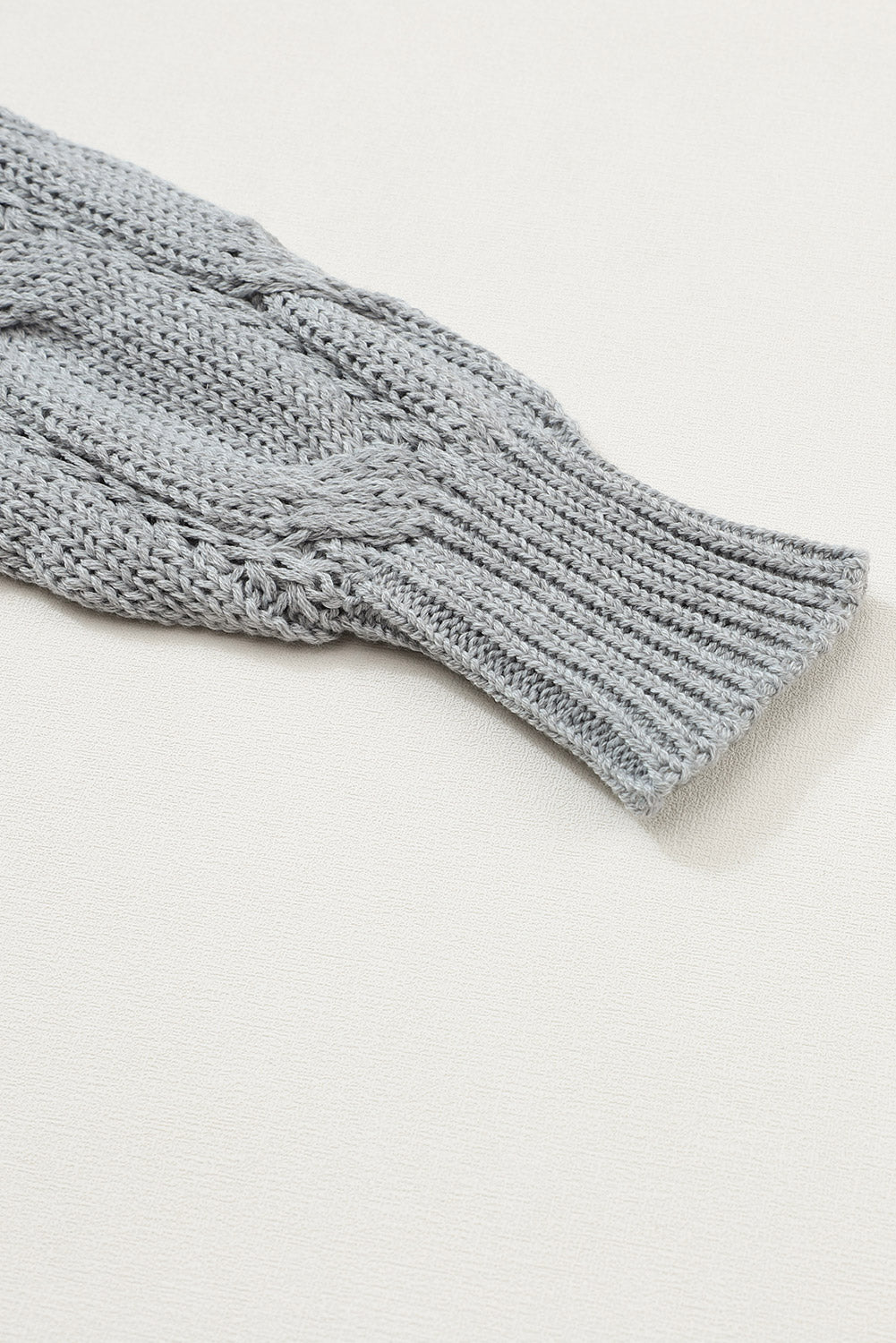 Ribbed Trim Eyelet Cable Knit Cardigan