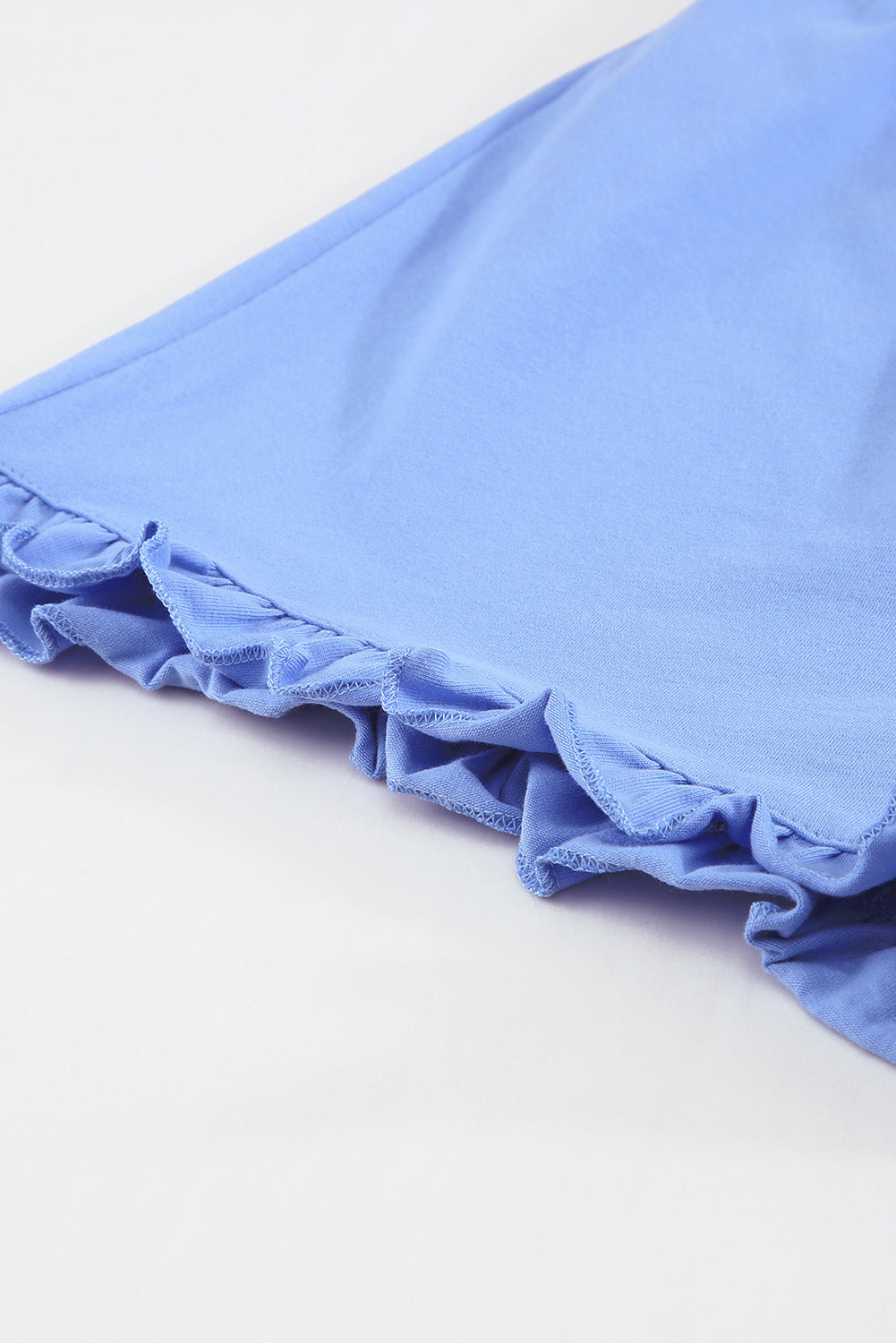 Crew Neck Tank and Drawstring Ruffled Shorts Lounge Set