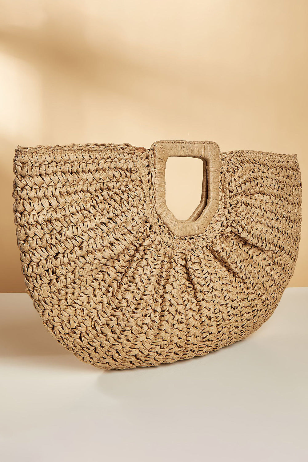 Semi-circle Braided Straw Bag 46*5*30cm