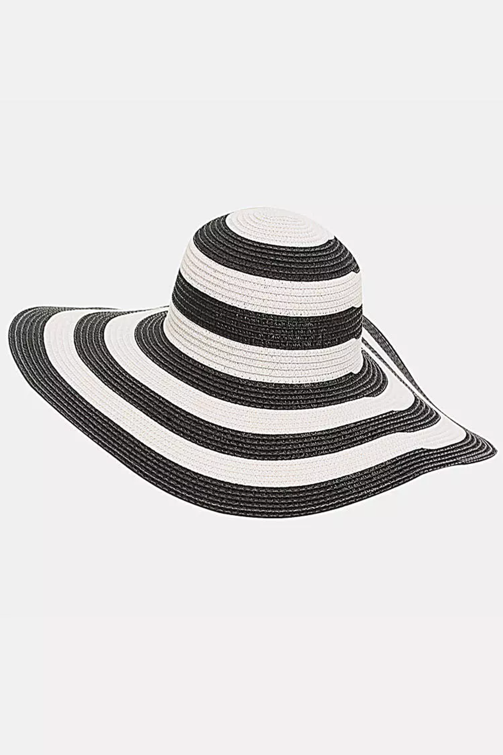 Striped Print Wide Brim Sun-proof Straw Hat