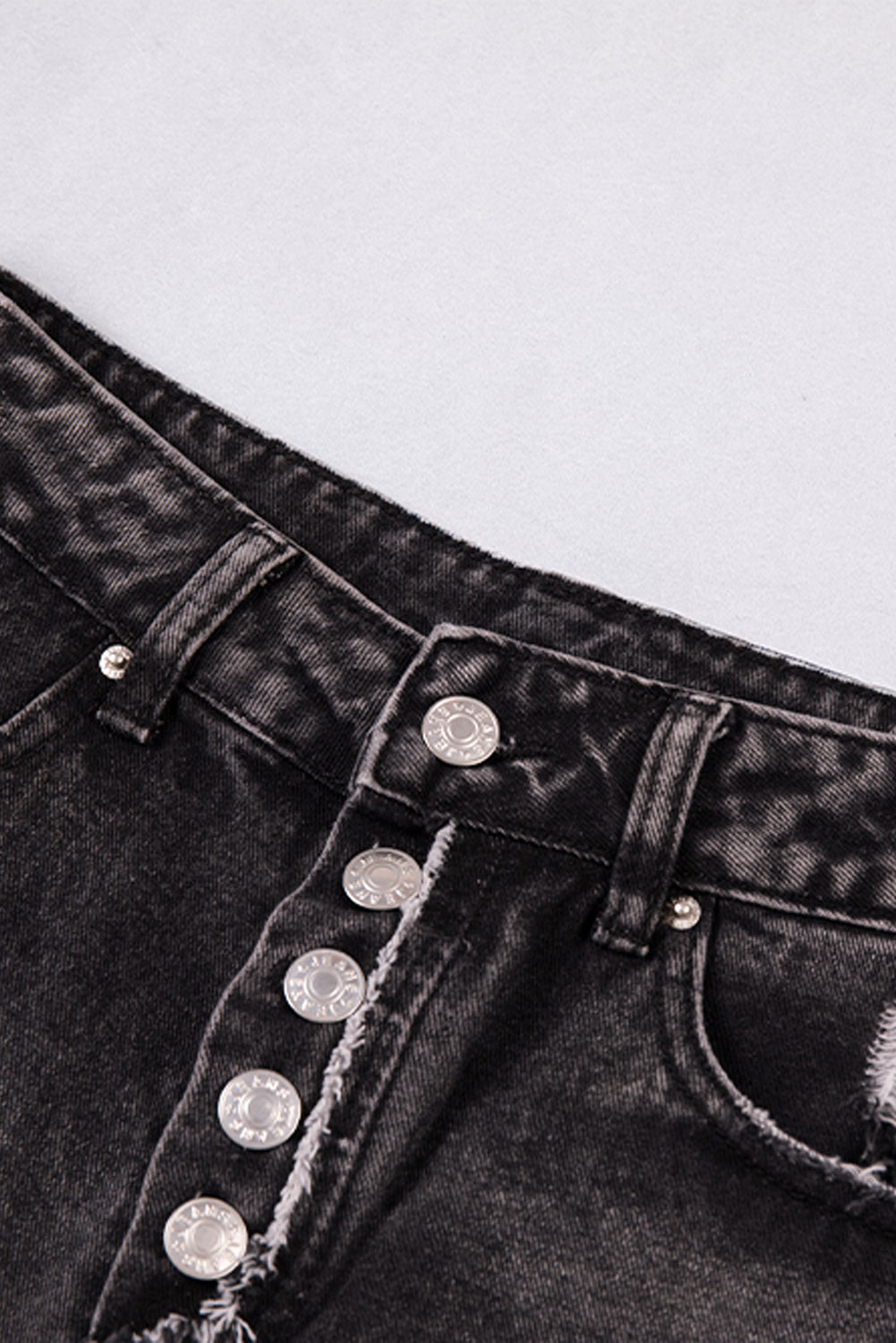 Button Fly Distressed High Waist Denim Shorts