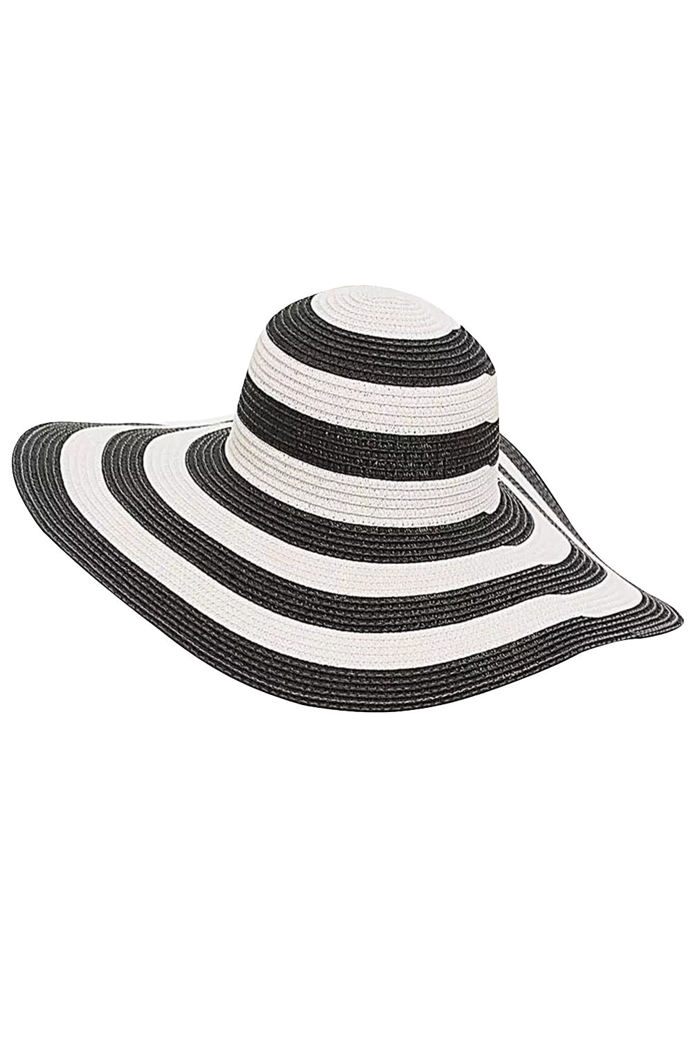 Striped Print Wide Brim Sun-proof Straw Hat