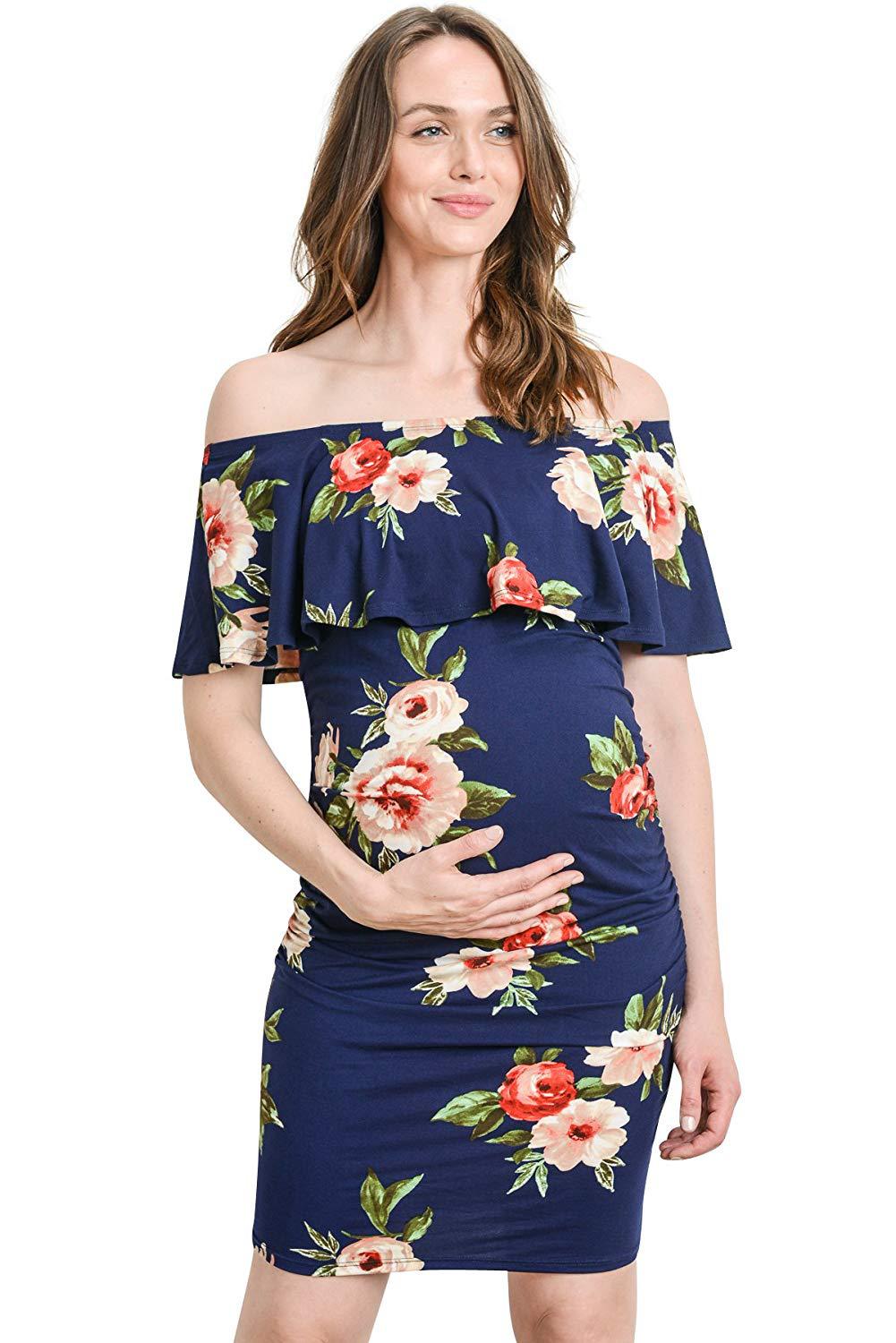 Slim printed maternity dresses