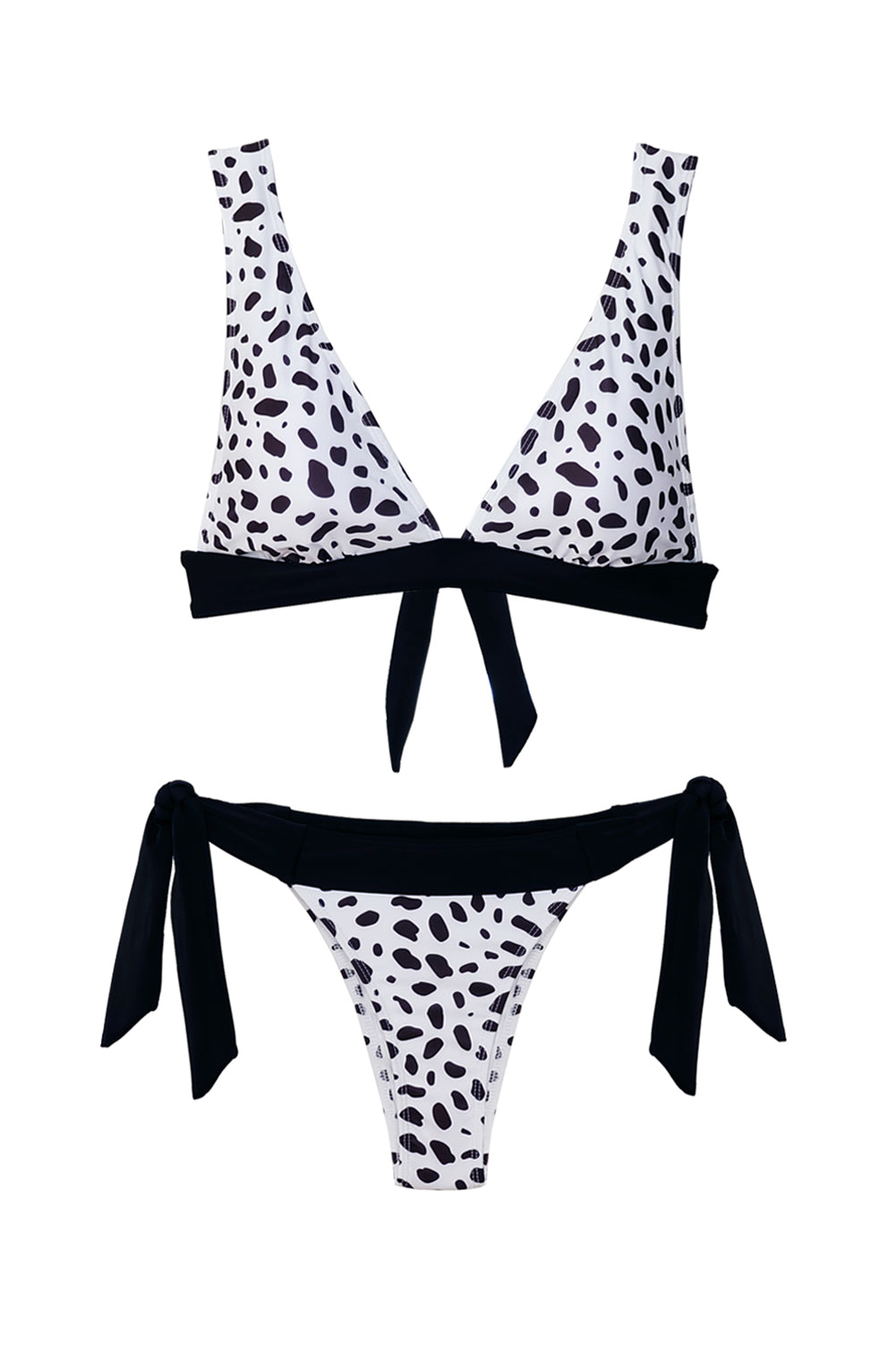 Deep V Neck Leopard Print Bikini with Tied