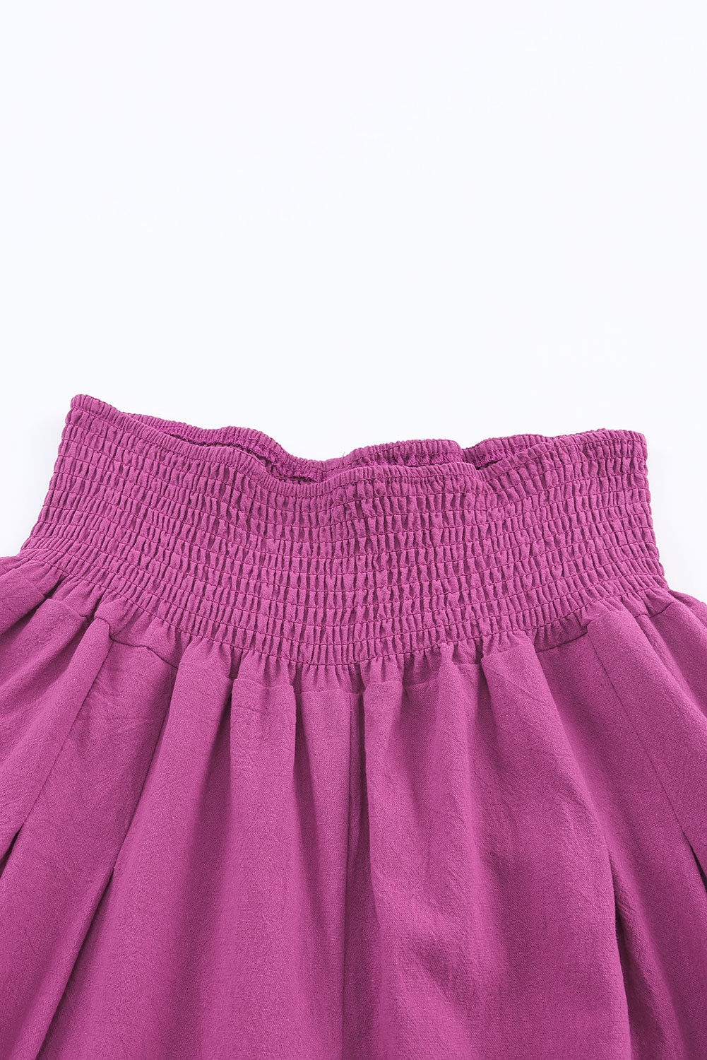 Khaki Smocked Wide Waistband High Waist Wide Leg Pants