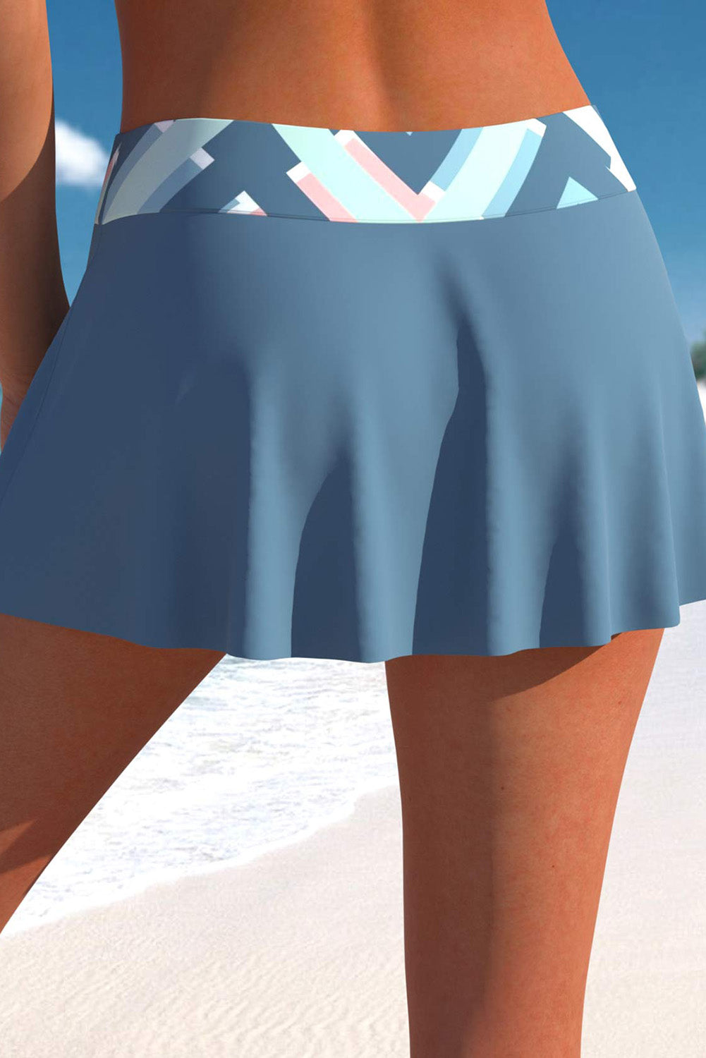 Geometric Print Criss Cross Drawstring Side Tankini Set