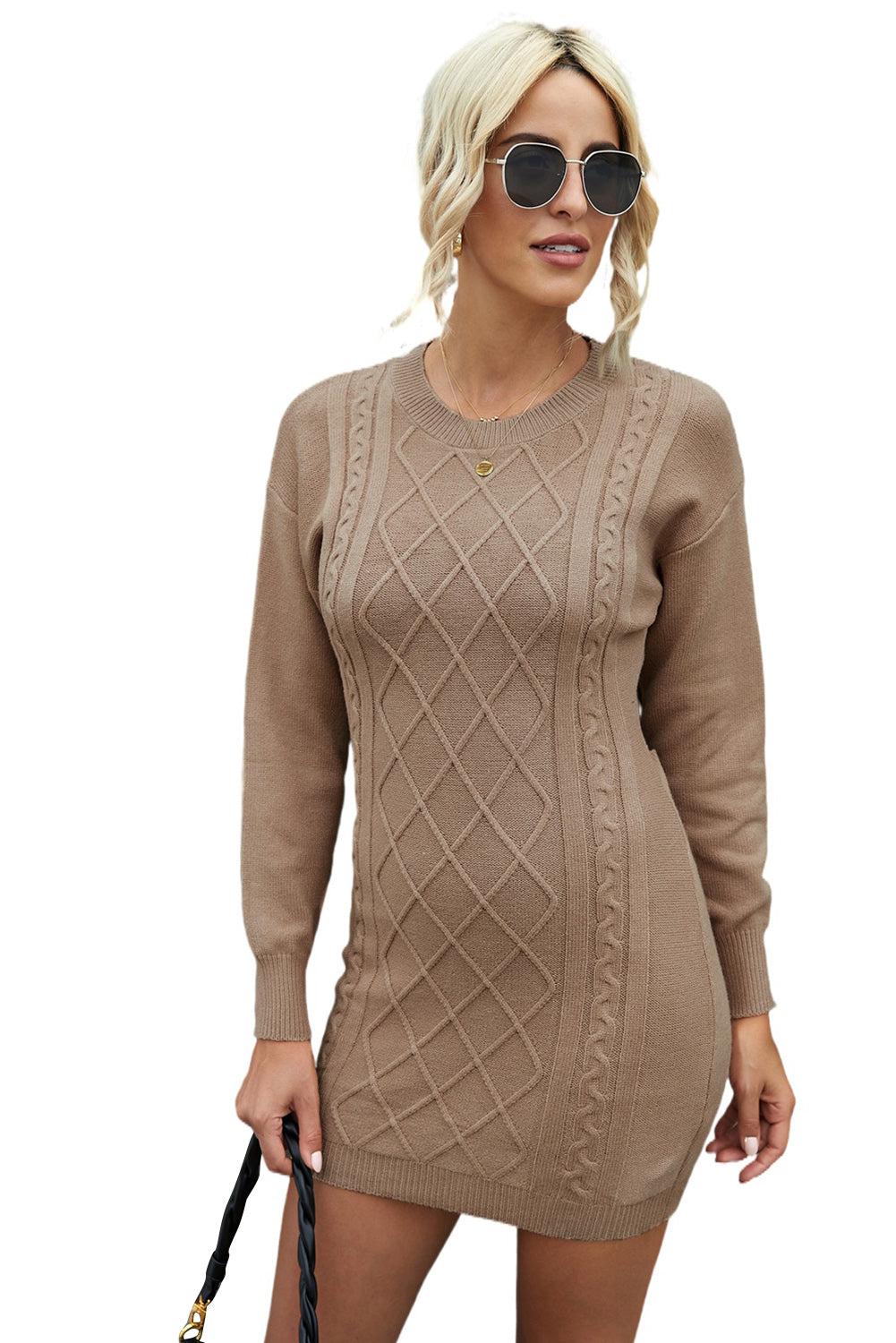 Geometric Texture Bodycon Sweater Dress