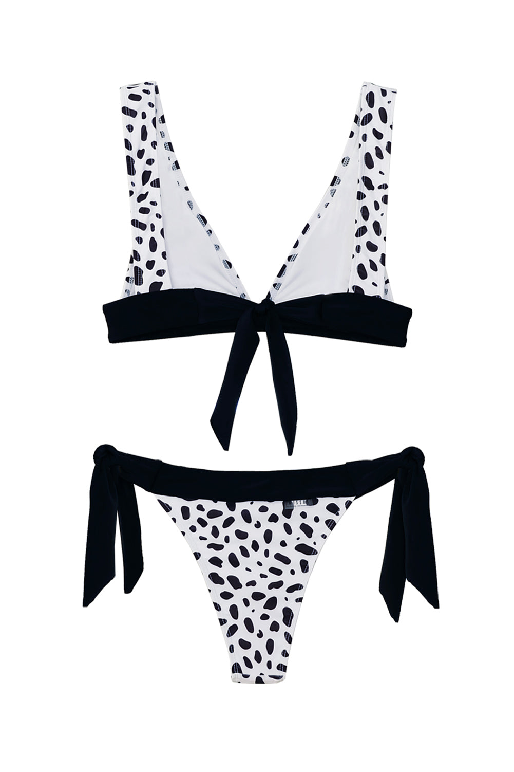 Deep V Neck Leopard Print Bikini with Tied