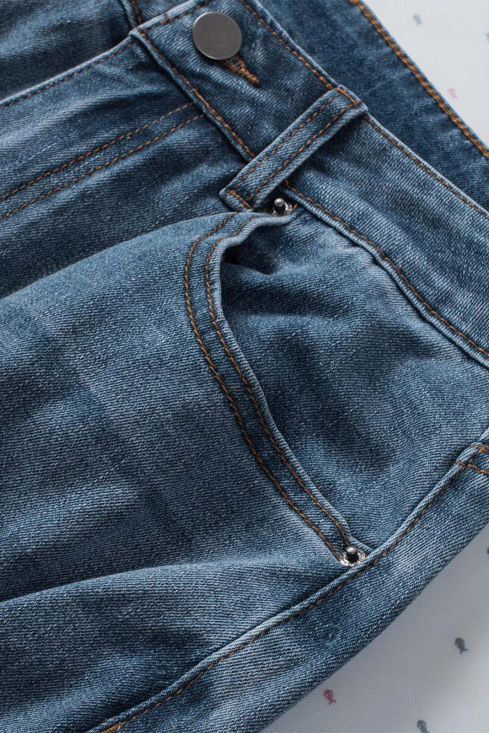 Distressed Ripped Slits Wide Leg Jeans