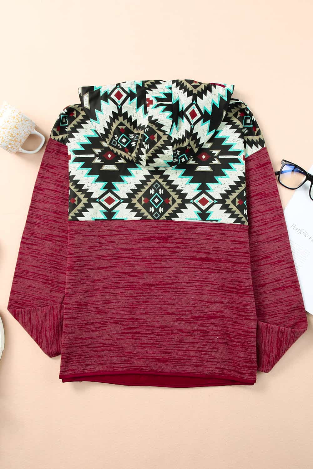 Tribal Geometric Print Hoodies with Pocket