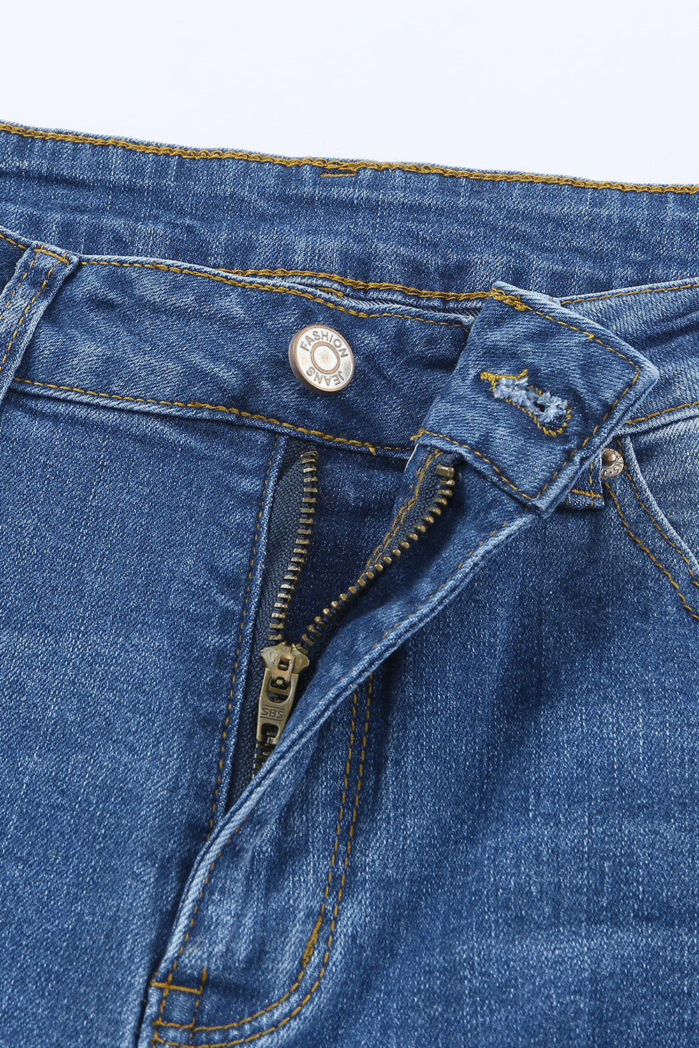 Distressed Straight Leg High Waist Jeans