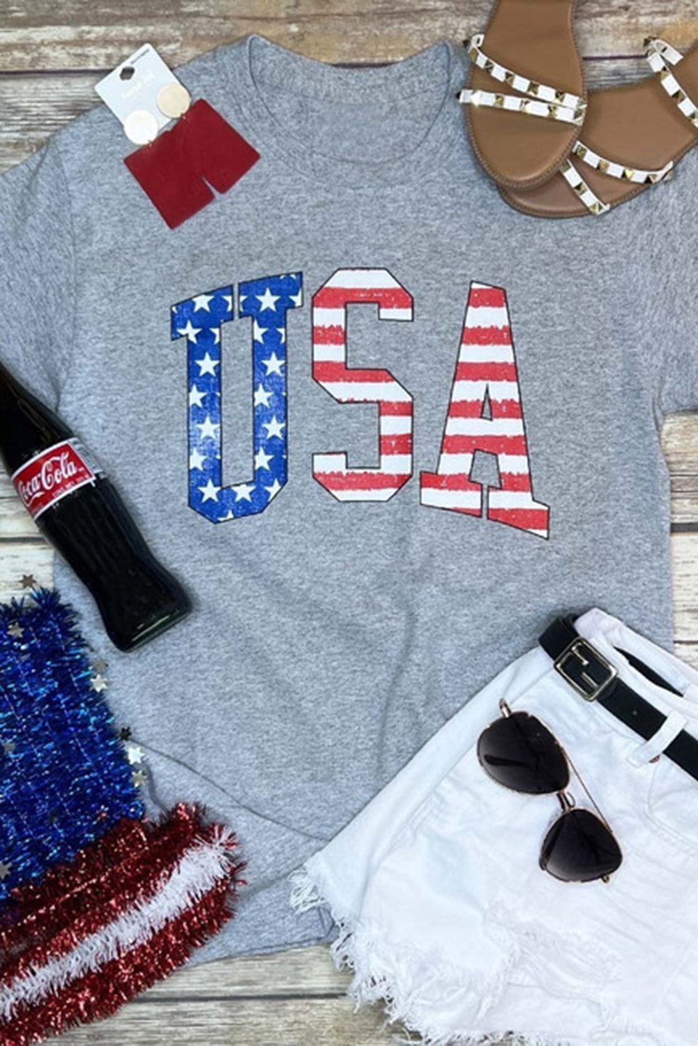 Khaki MOMLIFE Slogan Graphic Print Crew Neck T Shirt