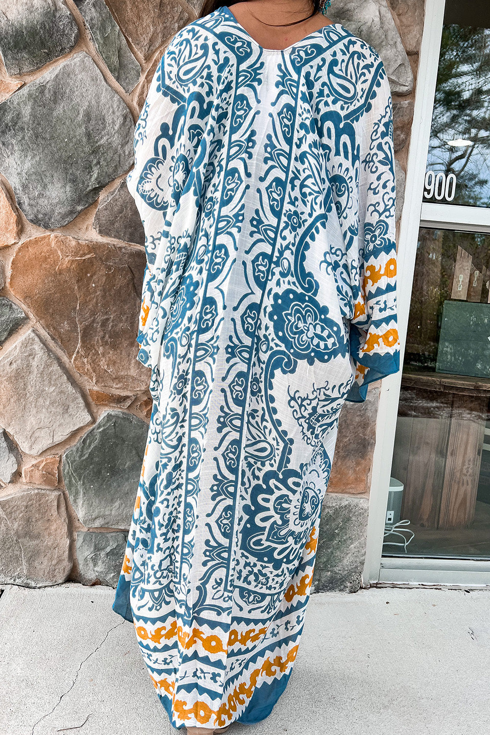 Paisley Mix Pattern Print Long Kimono