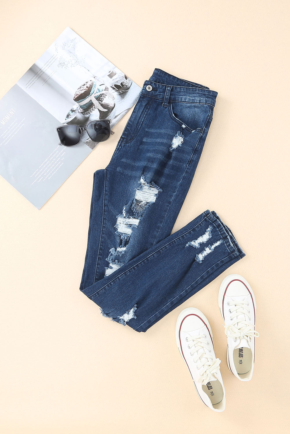 Distressed High Waist Skinny Jeans