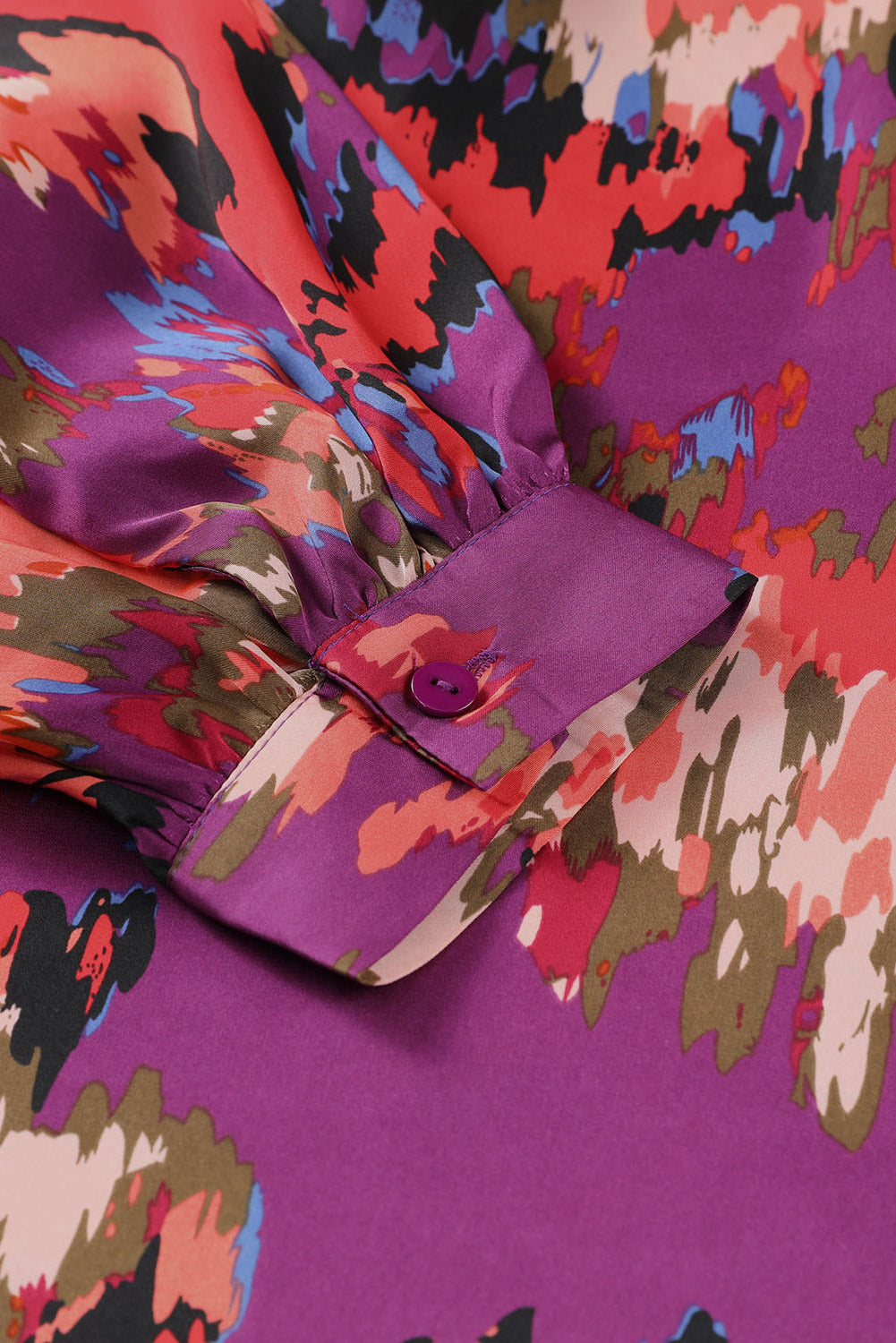 Graffiti Printed V Neck Puff Sleeve Blouse