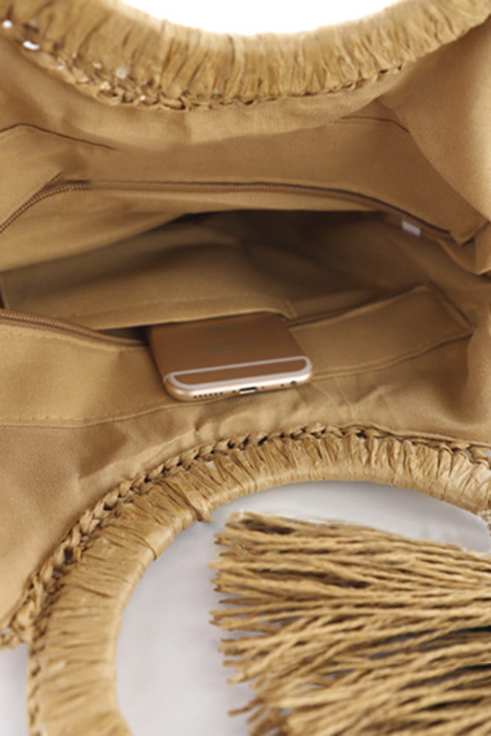 Tassel Braided Round Straw Satchel 35*10*35