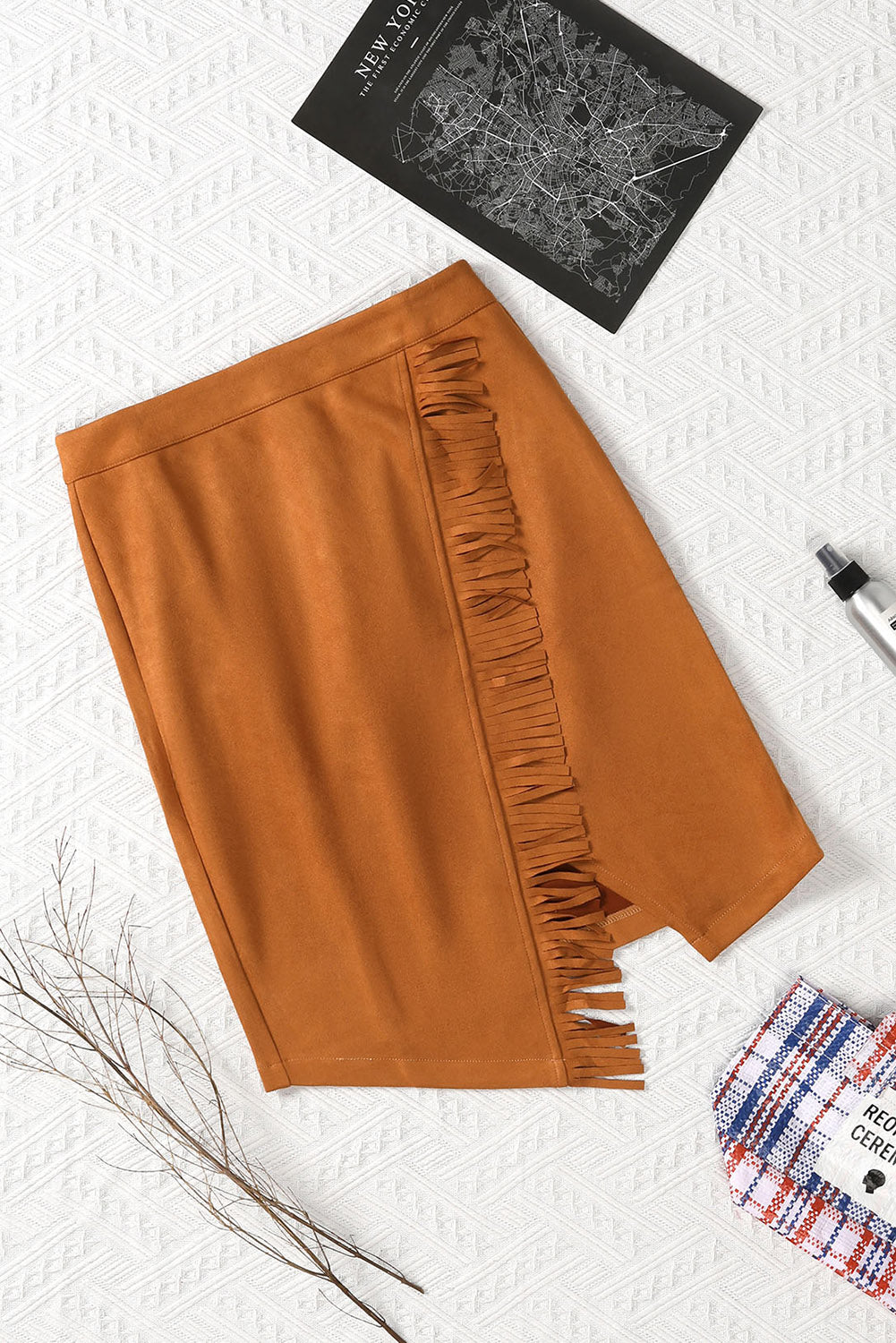 Fringed Wrap Western Midi Skirt