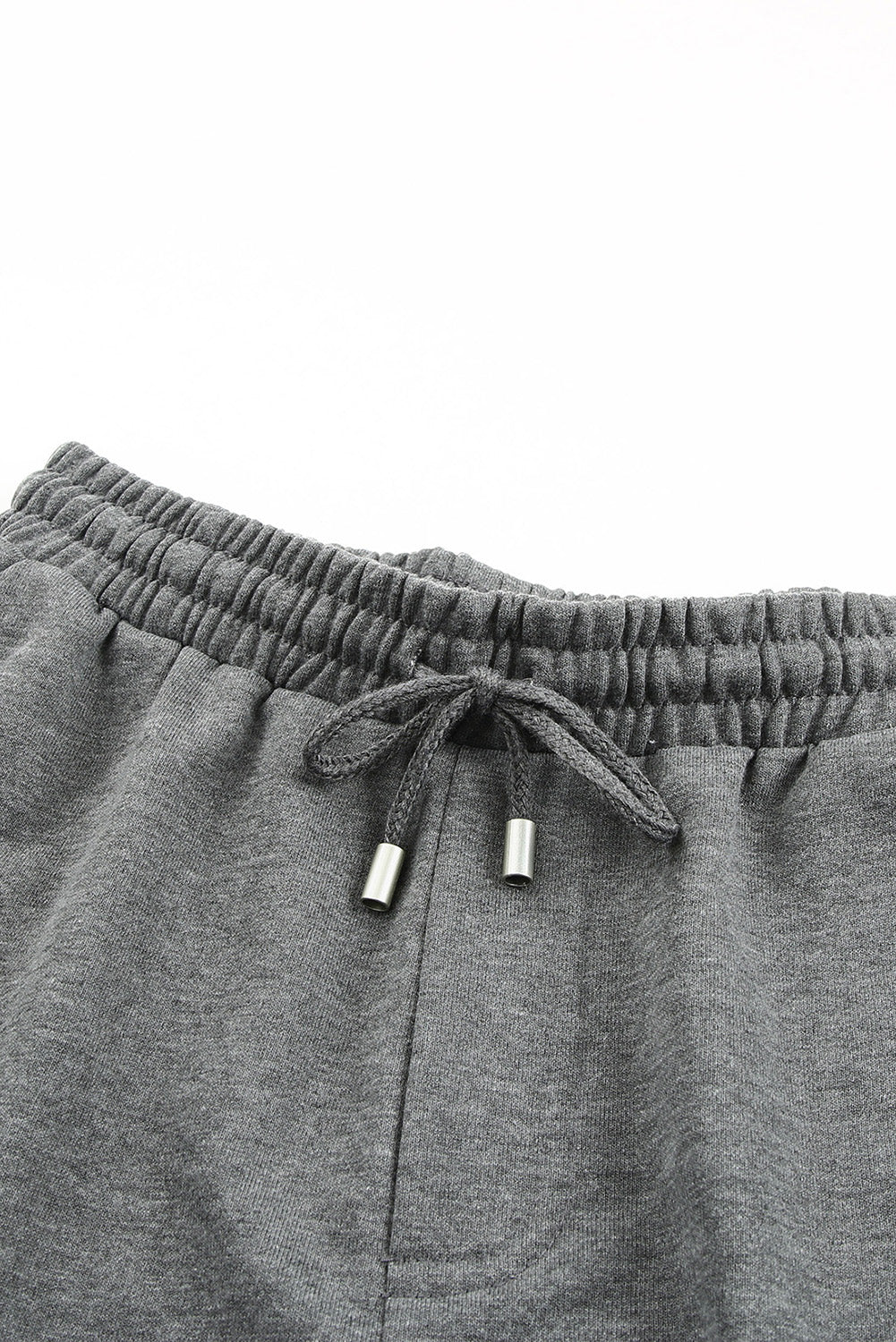 Tie Waist Side Pockets Cuffed Lounge Shorts