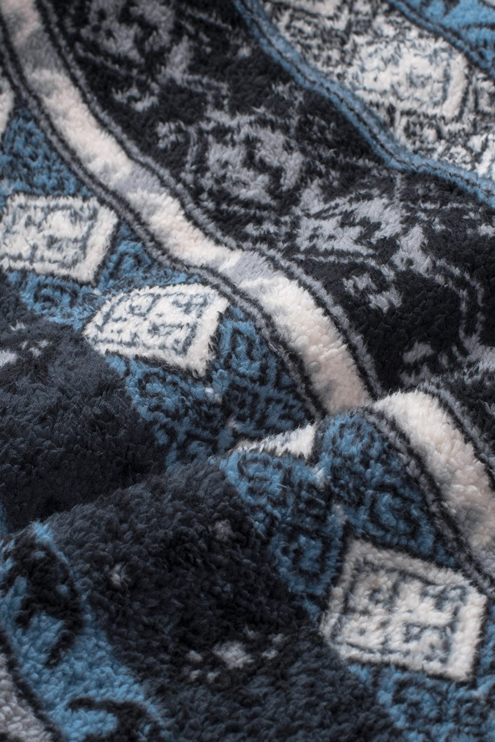 Tribal Print Pocket Buttoned Sherpa Jacket