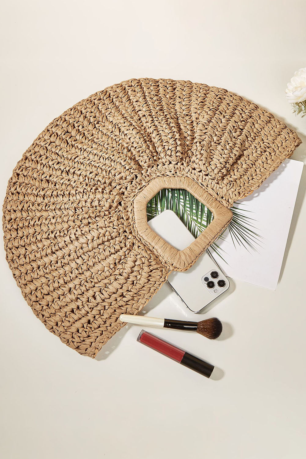 Semi-circle Braided Straw Bag 46*5*30cm