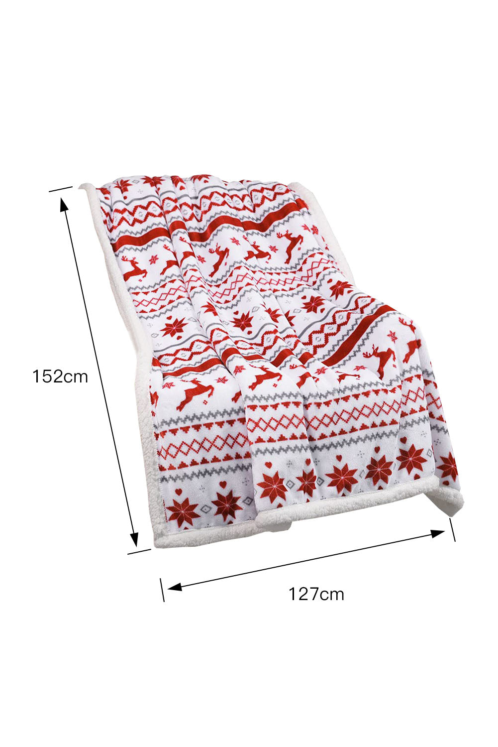 Multicolor Christmas Elk Geometric Knit Flannel Blanket 127*152cm