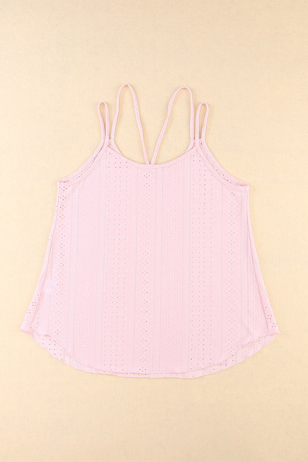 White Eyelet Strappy Scoop-Neck Tank Top