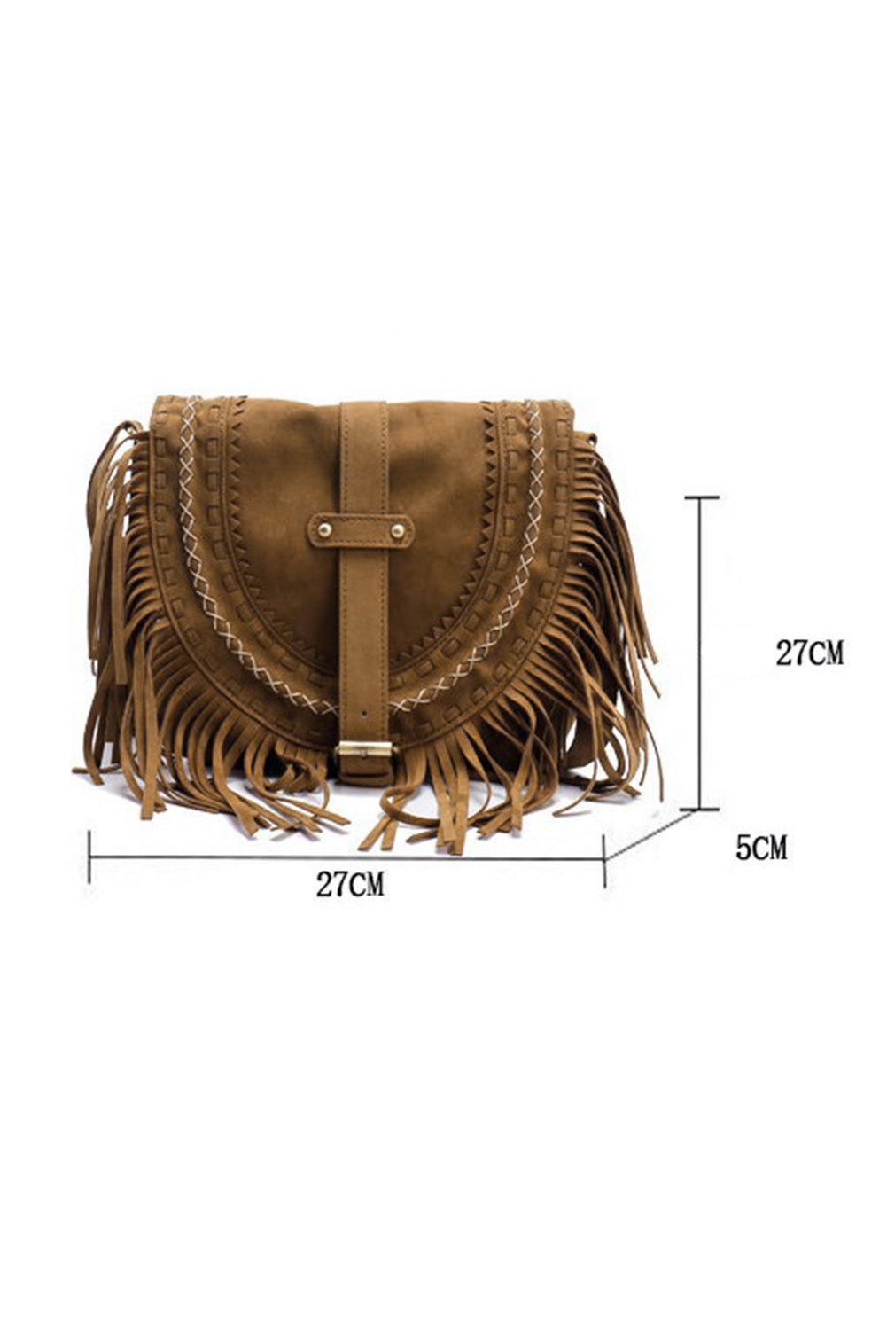 Faux Suede Fringe Retro Saddle Bag