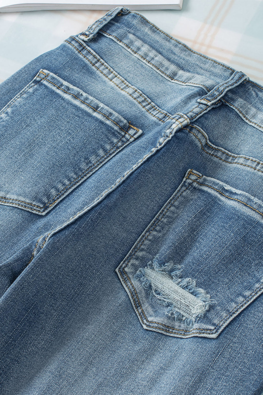 High Waist Ripped Raw Hemline Flare Jeans