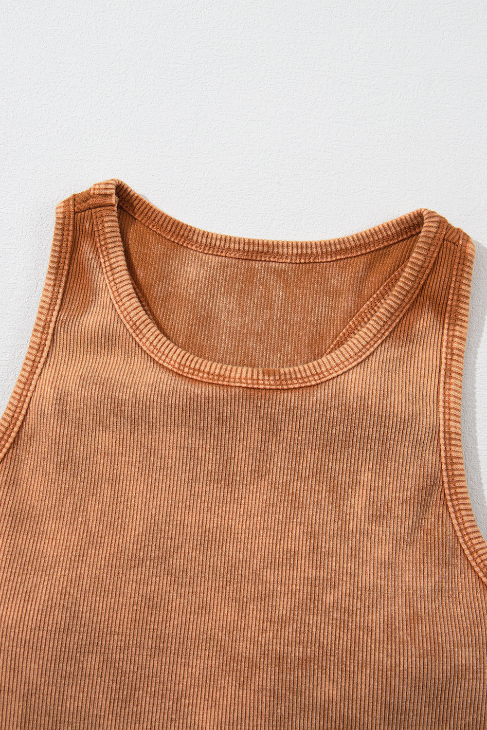 Pink Ribbed Mineral Wash Racerback Cropped Tank Top