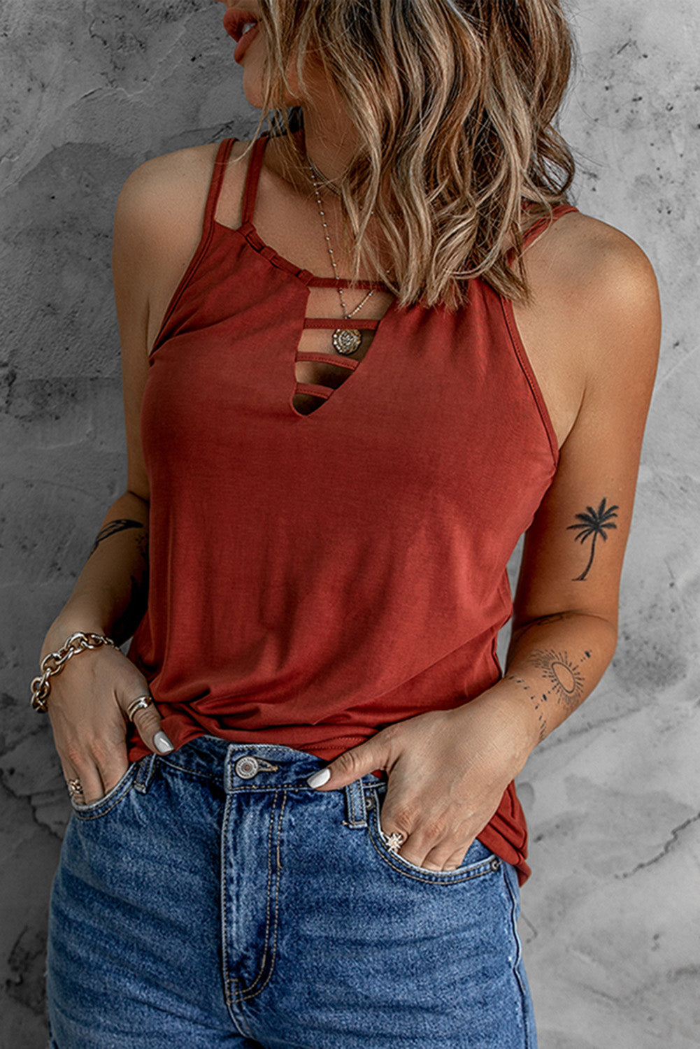 Ladder Hollow-out Tank Top