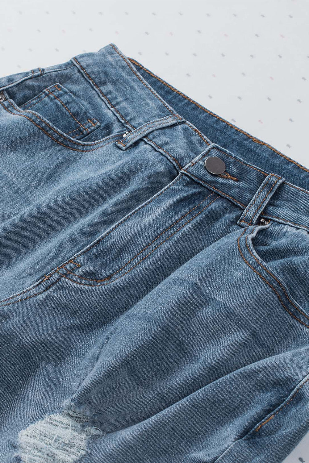 Distressed Ripped Slits Wide Leg Jeans