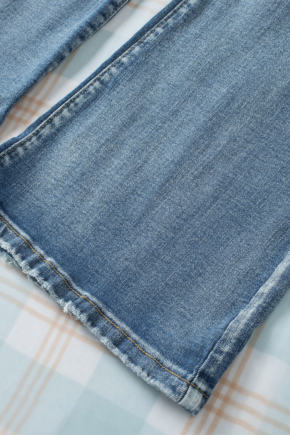 High Waist Ripped Raw Hemline Flare Jeans