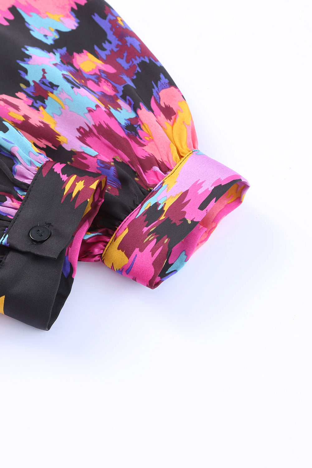 Graffiti Printed V Neck Puff Sleeve Blouse