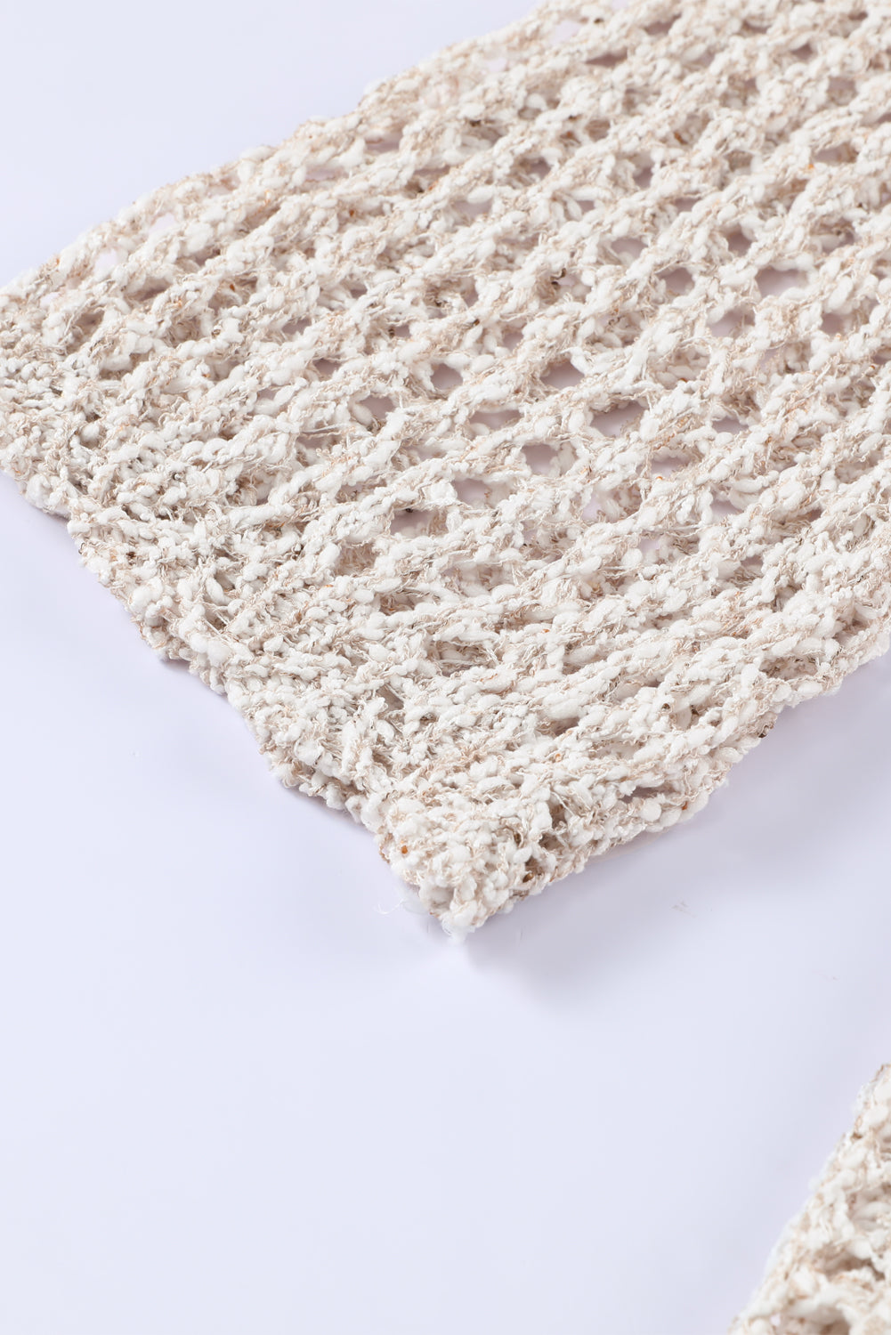 Knit Crochet Open Front Beach Cover Up with Tie