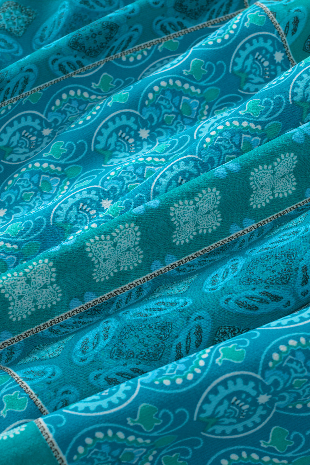 Tiered Paisley Print Pocketed Maxi Skirt