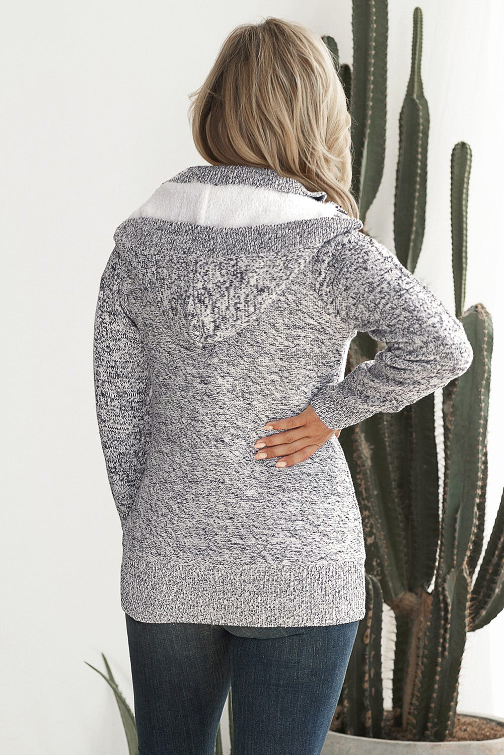 Orange Long Sleeve Button-up Hooded Cardigans