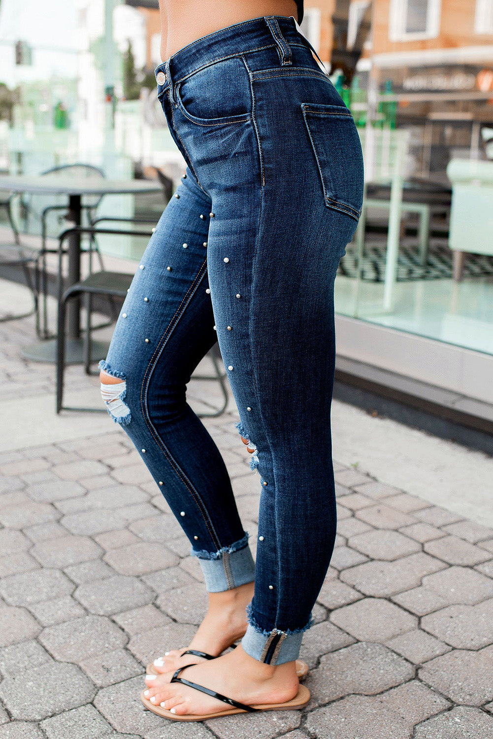 Pearls Ripped Skinny Jeans