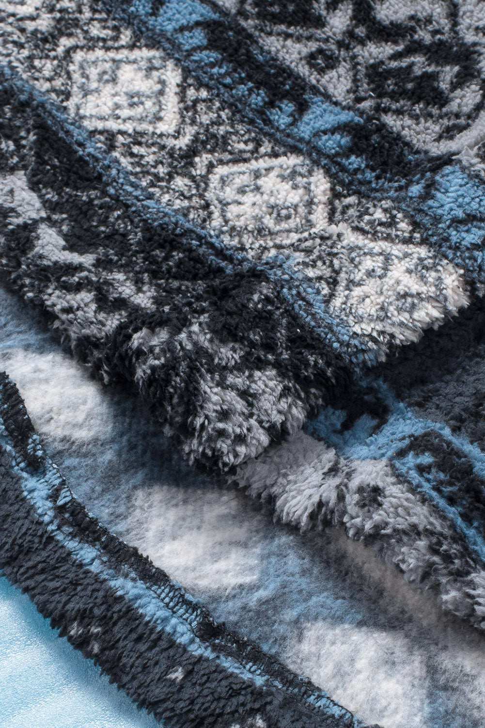 Tribal Print Pocket Buttoned Sherpa Jacket