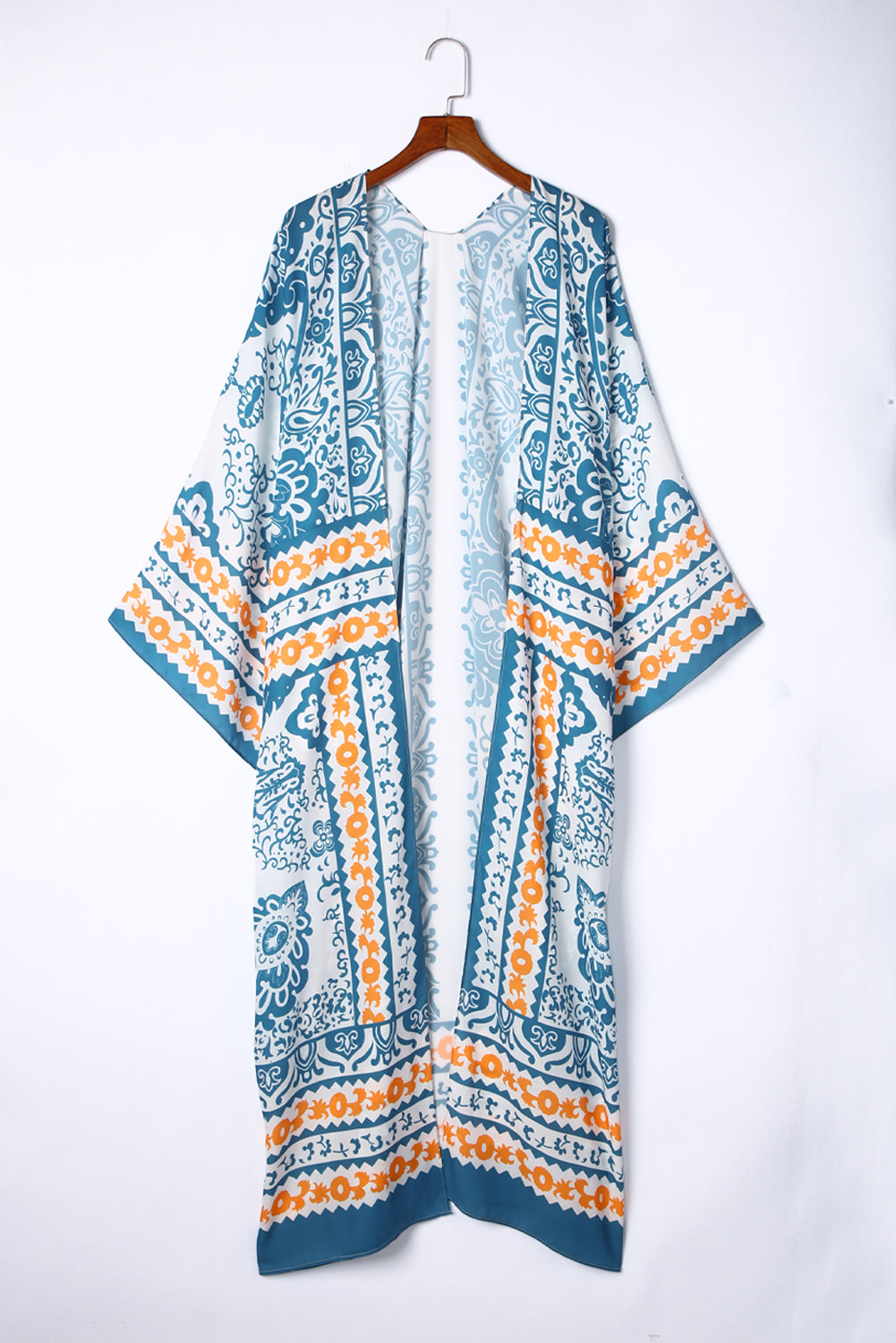 Paisley Mix Pattern Print Long Kimono