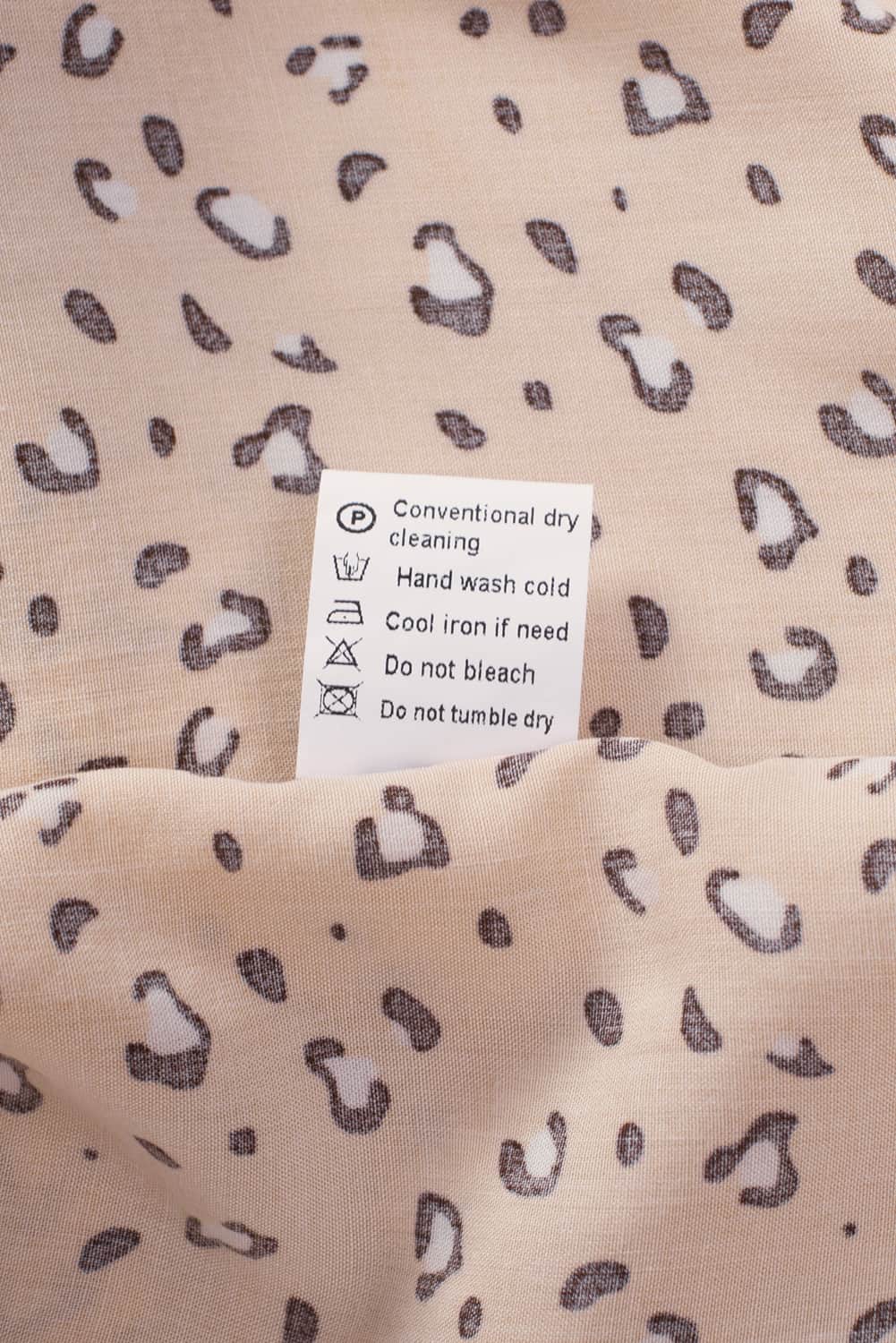 Khaki Geometric Leopard Patchwork Short Sleeve Top