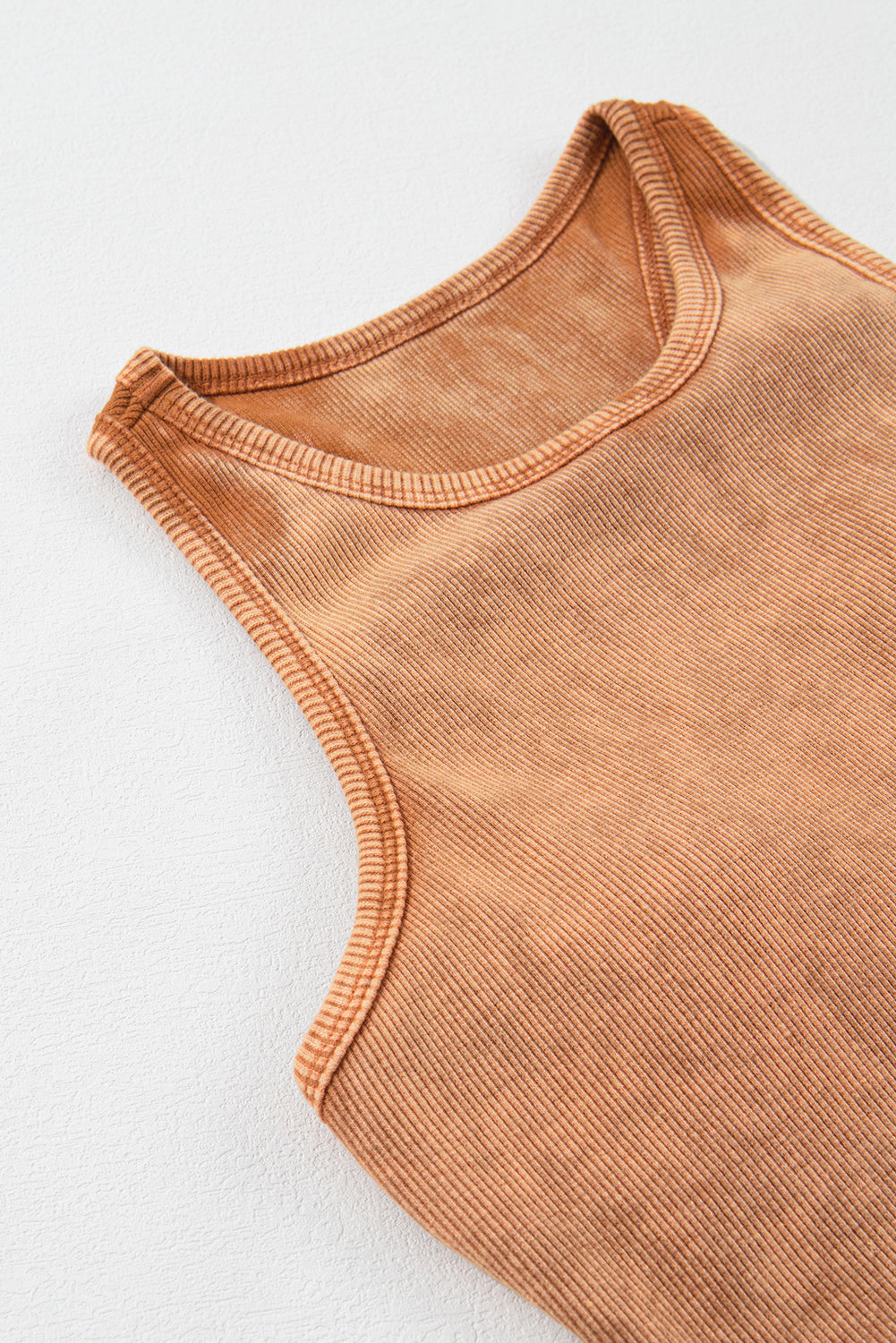 Pink Ribbed Mineral Wash Racerback Cropped Tank Top