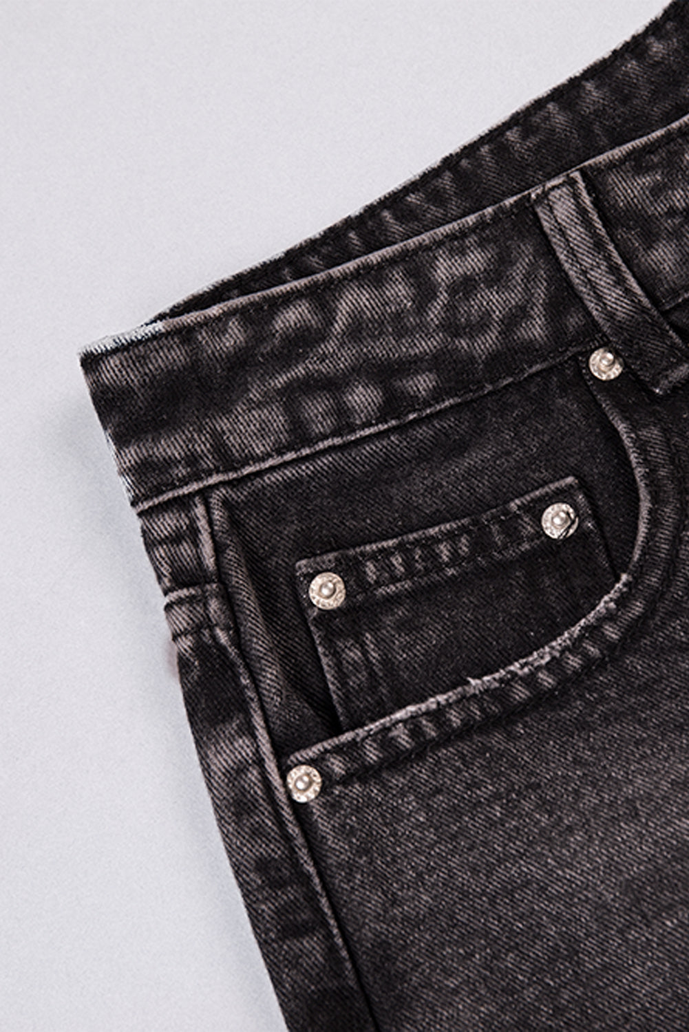 Button Fly Distressed High Waist Denim Shorts