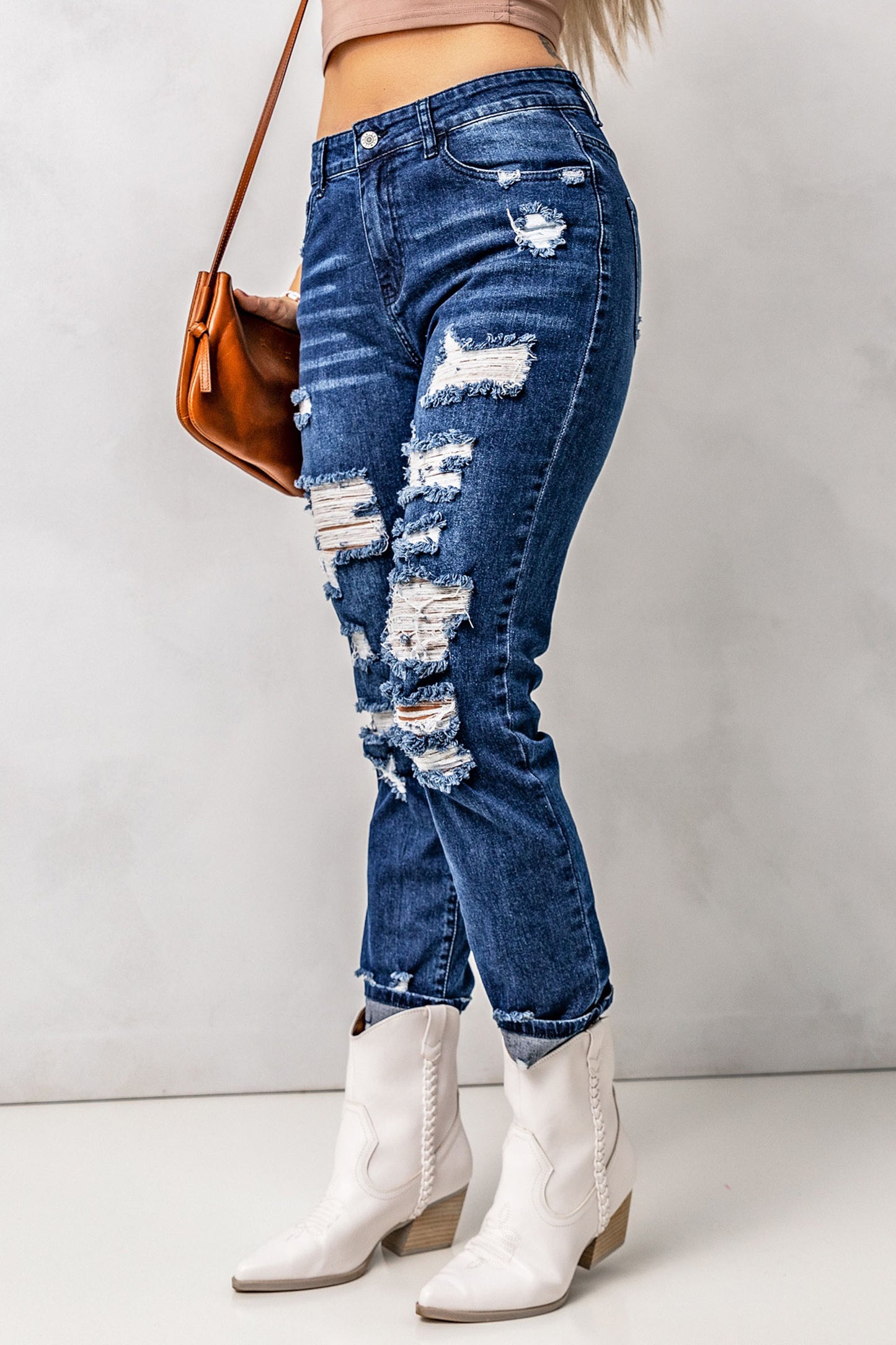 Distressed High Waist Skinny Jeans