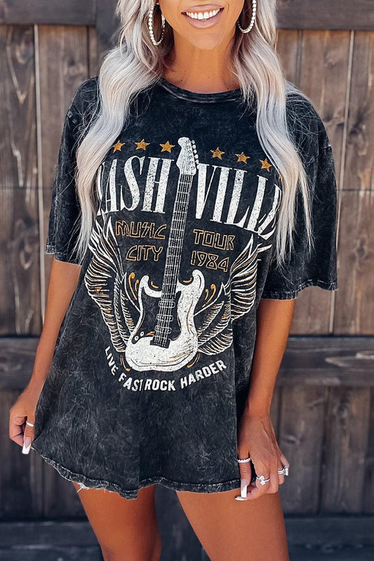 Mineral Wash NASHVILLE Vintage Graphic T Shirt