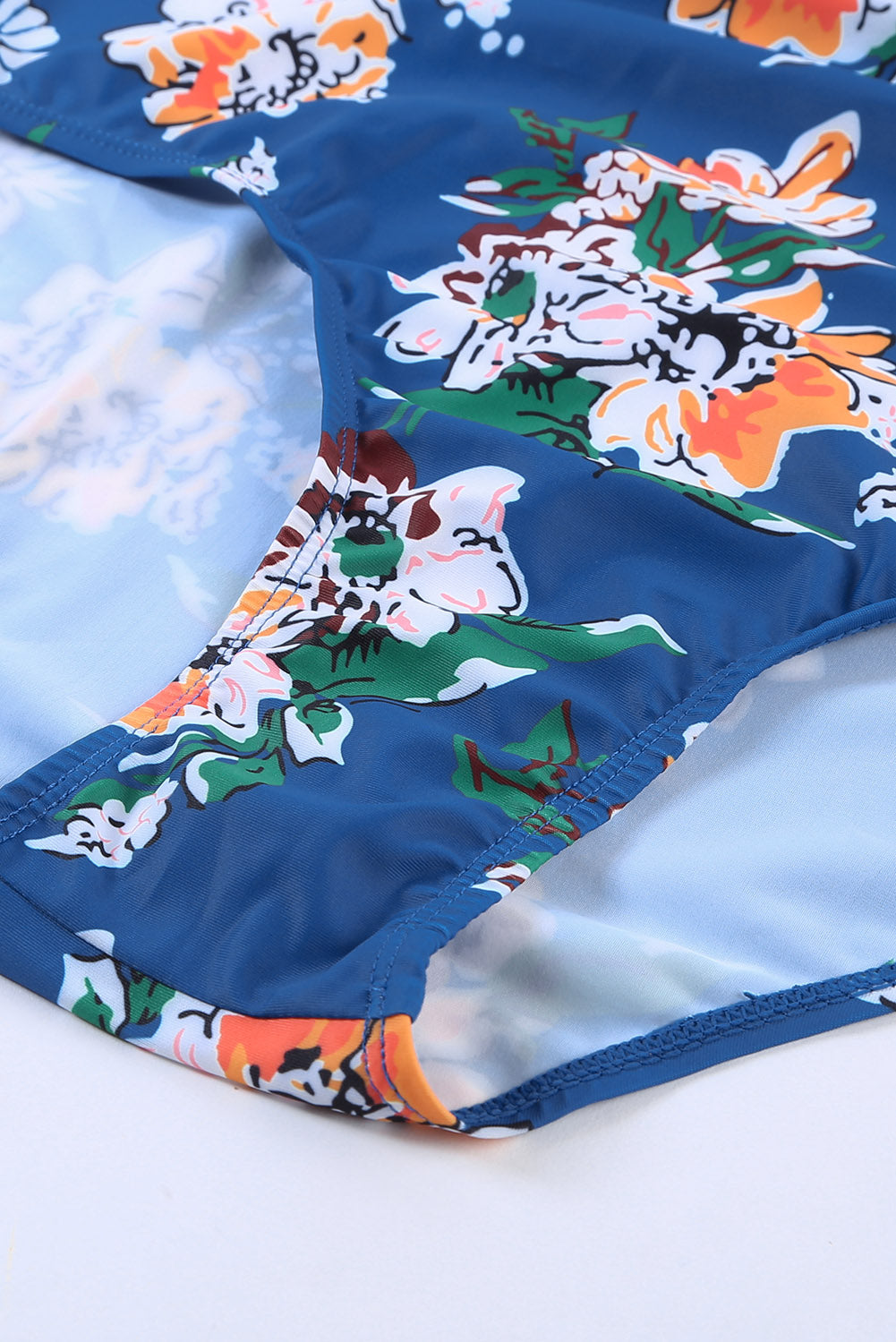 Floral Print Criss Cross U-neck One-piece Swimsuit