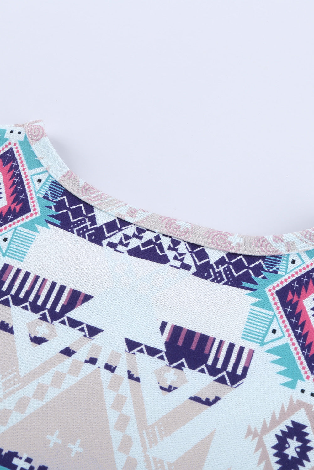 Multicolor Rustic Tribal Front Pocket Long Sleeve Top